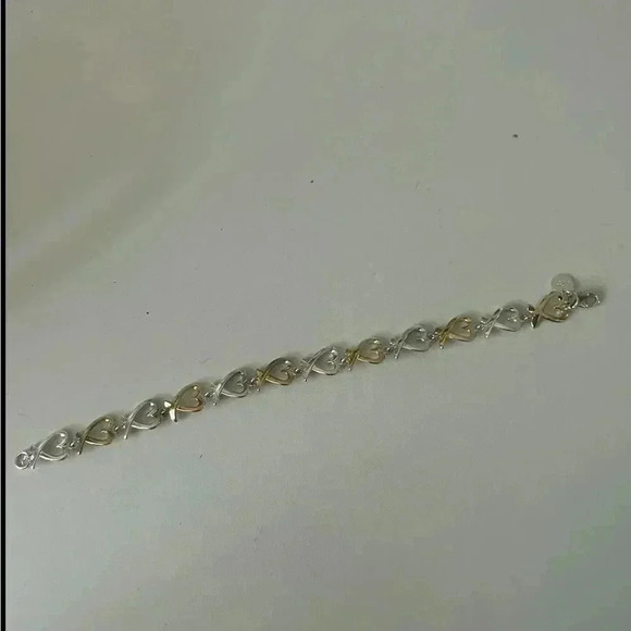 Silver  925 duo tone silver bracelet 8” - Picture 4 of 5